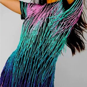 Rainbow Tassel Beaded Shift Dress — Perfect for the Eras Tour